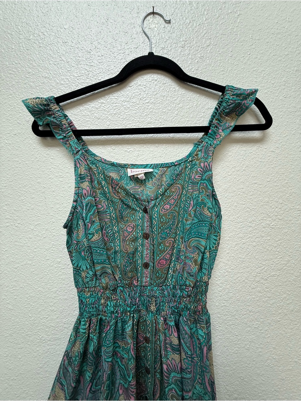 Anthropologie Boemo Turquoise and Pink Paisley Maxi Dress